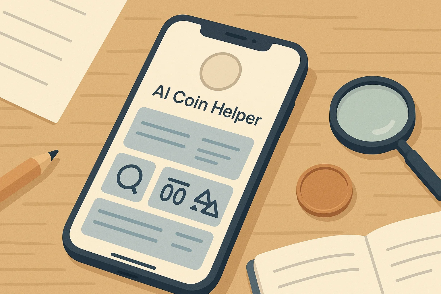 A dialog with an AI Coin Helper and a coin analysis.